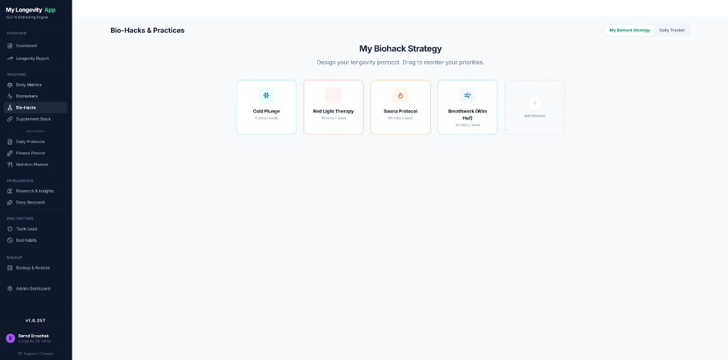 Sleep Routine Create And Maintain - Bio-Hacks Feature in MyLongevityApp