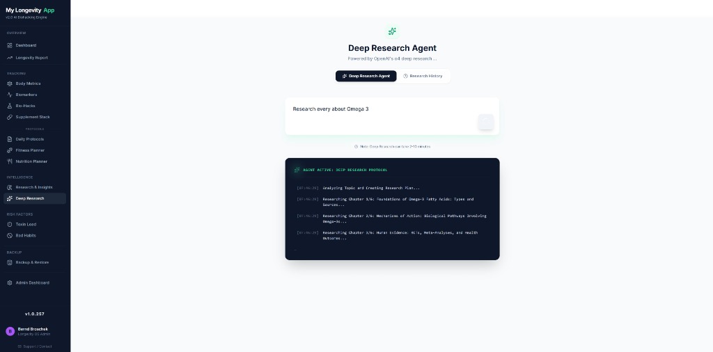 Sleep Routine Create And Maintain - Deep Research Agent Feature in MyLongevityApp